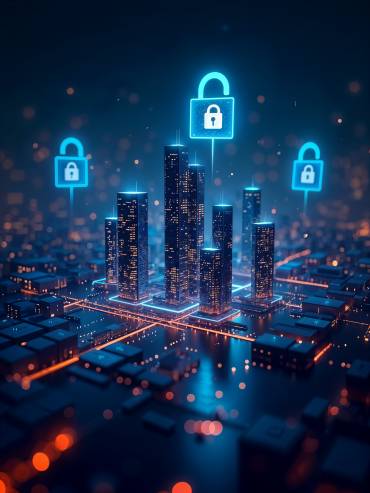 illustration showcasing data resilience symbols such as locks and data chunks