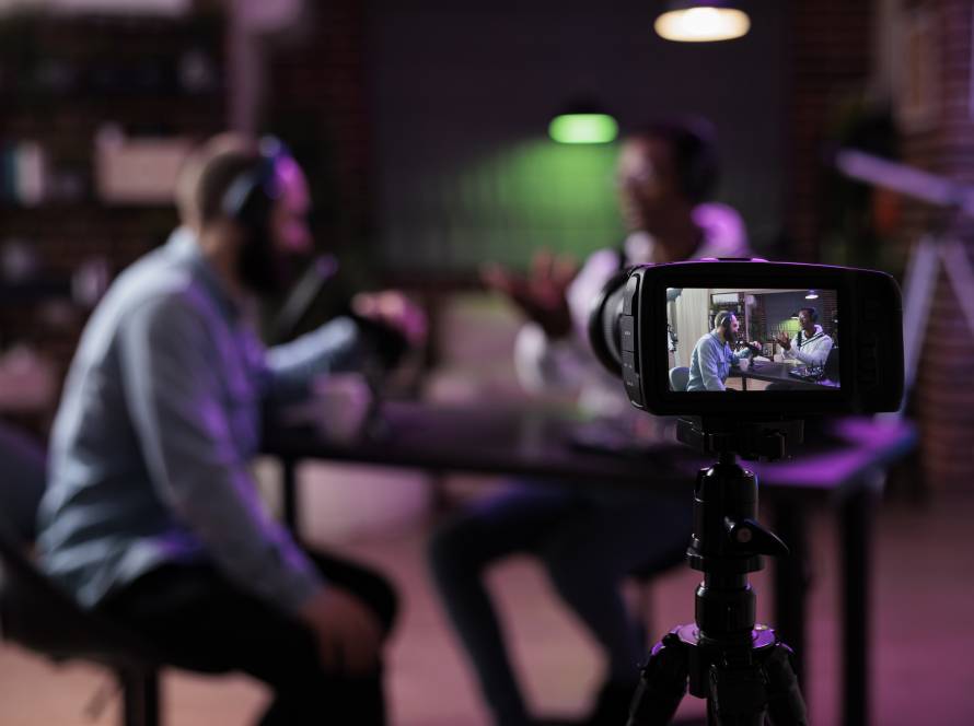 a camera shooting a man in the media and entertainment data storage sector